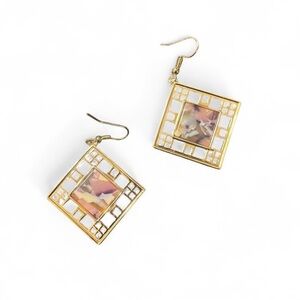 Serena Dangle Earrings Gold/ Purple Square Feminine Closet Staple Special Events